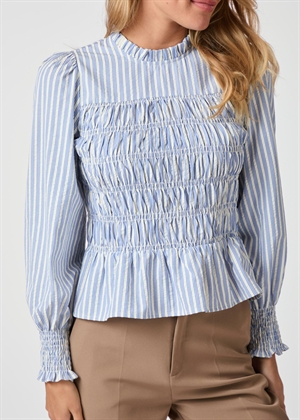 Possa stripe smock bluse Lyseblå Neo Noir 